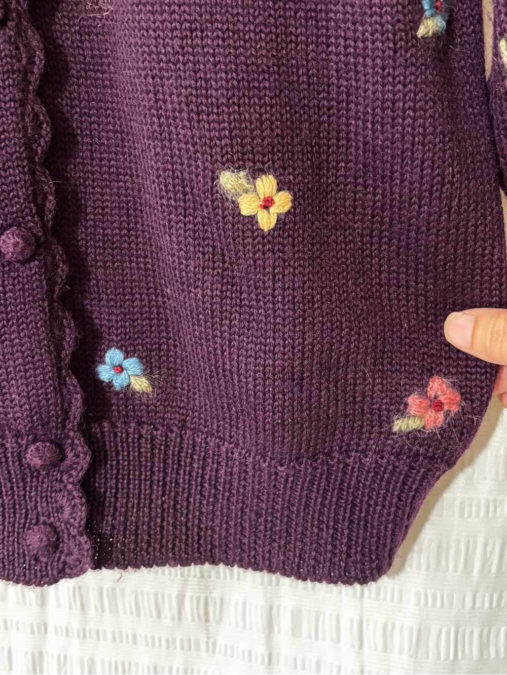 Vintage Herman Geist Hand Embroidered Floral Cardigan Sz Small - Picture 4 of 7
